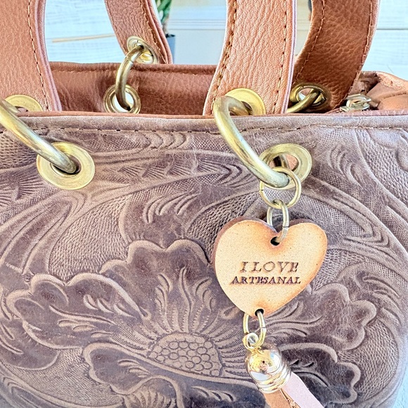 Brown Embossed Handbag - Picture 2 of 4